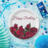 Assiettes En Carton Joyeux anniversaire de roses rouges (Fête)