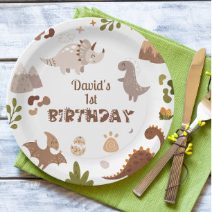 Assiettes En Carton Joyeux Anniversaire Dinosaure Mignon Neutre