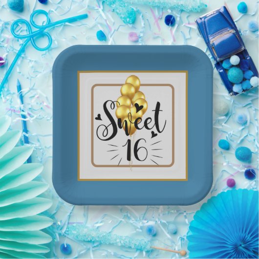 Assiettes En Carton Joyeux Anniversaire Doux 16 Plaques en papier (Fête)