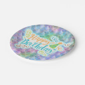 Assiettes En Carton Joyeux Anniversaire Dragon Bleu Lumière Étalé Plat (Angle)