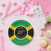 Assiettes En Carton Joyeux anniversaire du drapeau jamaïcain (Fête)