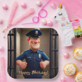 Assiettes En Carton Joyeux anniversaire du policier (Fête)