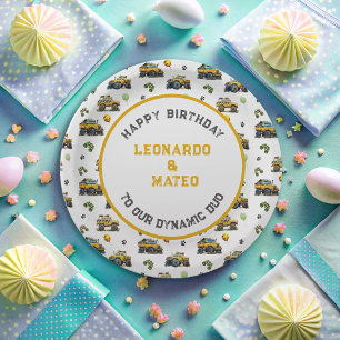 Assiettes En Carton Joyeux anniversaire dynamique Duo Monster Camion T