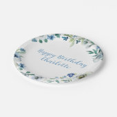 Assiettes En Carton Joyeux anniversaire Elégant Blue Blanc Floral Part (Angle)
