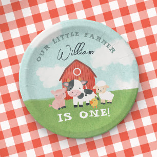 Assiettes En Carton Joyeux Anniversaire Enfants Animaux de Ferme Aquar