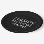 Assiettes En Carton Joyeux anniversaire et nom personnalisable (Angle)