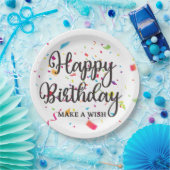 Assiettes En Carton Joyeux anniversaire FAIRE UN SOUHAIT avec Confetti (Fête)