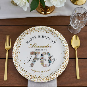 Assiettes En Carton Joyeux Anniversaire Félicitations pour 70 Ans de P