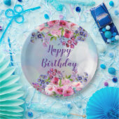 Assiettes En Carton Joyeux Anniversaire Fleurs d'aquarelle Plaques de  (Fête)