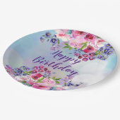 Assiettes En Carton Joyeux Anniversaire Fleurs d'aquarelle Plaques de  (Angle)