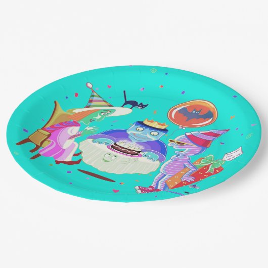 Assiettes En Carton Joyeux anniversaire Frankie (couleur) plaque papie (Angle)