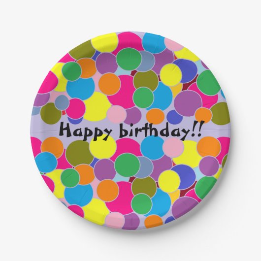 Assiettes En Carton Joyeux anniversaire Fun Cercles colorés Design (Devant)