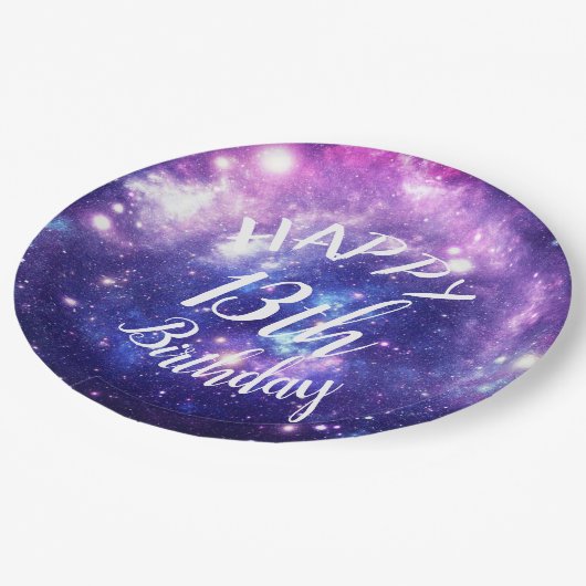 Assiettes En Carton Joyeux Anniversaire Galaxy Stars Extérieur Partie (Angle)