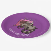 Assiettes En Carton Joyeux anniversaire Greedy Raccoon Cake Cartoon (Angle)