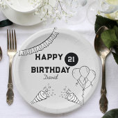 Assiettes En Carton Joyeux anniversaire gris moderne Toute année Perso
