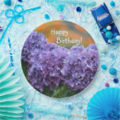 Assiettes En Carton Joyeux Anniversaire Impressionniste Purple Hydrang (Fête)