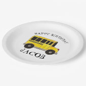 Assiettes En Carton Joyeux Anniversaire Jaune École Bus Enseignant Édu (Angle)
