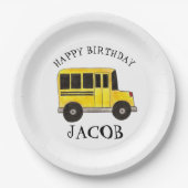Assiettes En Carton Joyeux Anniversaire Jaune École Bus Enseignant Édu (Devant)