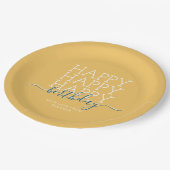 Assiettes En Carton Joyeux anniversaire jaune moderne (Angle)