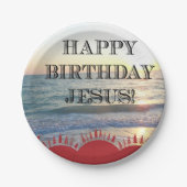 Assiettes En Carton Joyeux Anniversaire Jésus Sur L'Océan (Devant)
