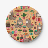 Assiettes En Carton Joyeux anniversaire Llama Motif (Devant)