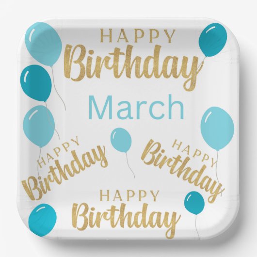 Assiettes En Carton Joyeux anniversaire Mars anniversaires Plaque de p (Recto)