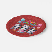 Assiettes En Carton Joyeux Anniversaire, Mes Trois Pandas, (Angle)