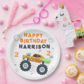 Assiettes En Carton Joyeux Anniversaire Moderne Monster Car Trucks Nom (Fête)