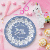 Assiettes En Carton Joyeux anniversaire motif bleu et blanc (Fête)