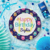 Assiettes En Carton Joyeux anniversaire Motif de la Chouette bleue Enf (Fête)