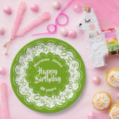 Assiettes En Carton Joyeux anniversaire motif vert et blanc (Fête)