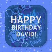 Assiettes En Carton Joyeux anniversaire (n'importe quel nom) Bleu