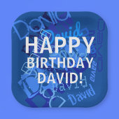 Assiettes En Carton Joyeux anniversaire (n'importe quel nom) Bleu