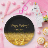 Assiettes En Carton Joyeux anniversaire noir or élégant (Fête)