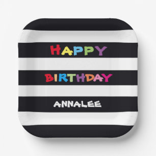 Assiettes En Carton Joyeux Anniversaire Nom Bright Colorful Food Safe