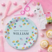 Assiettes En Carton Joyeux Anniversaire Nom personnalisé Confetti Past (Fête)