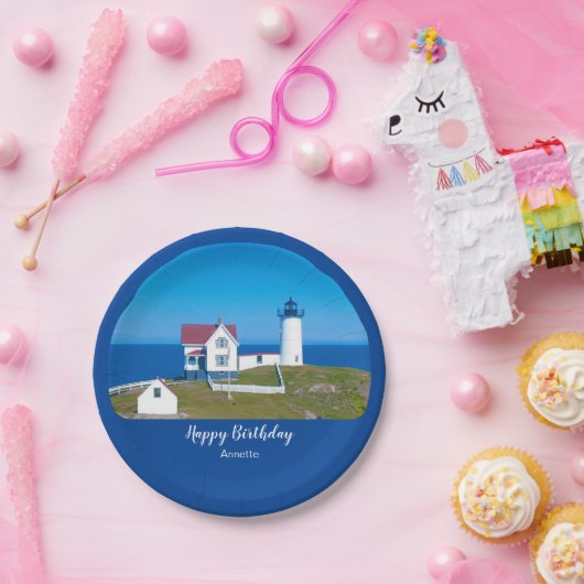 Assiettes En Carton Joyeux Anniversaire Nubble Lighthouse (Fête)
