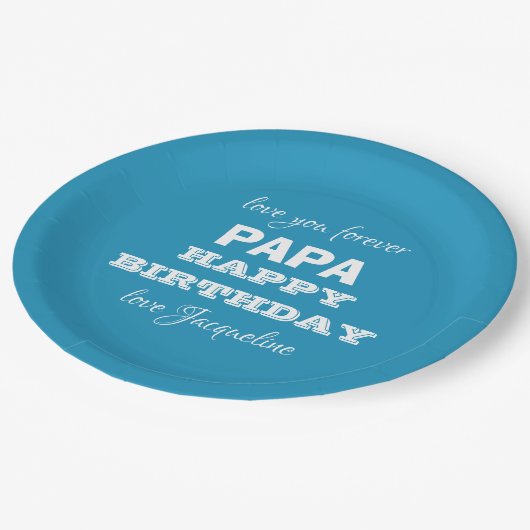 Assiettes En Carton Joyeux anniversaire PAPA Script Nom Modern Chic (Angle)