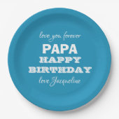 Assiettes En Carton Joyeux anniversaire PAPA Script Nom Modern Chic (Devant)
