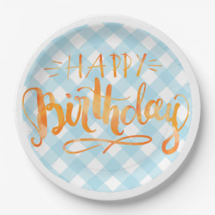 Assiettes En Carton Joyeux Anniversaire Papier Plaque Bleu Blanc En vi