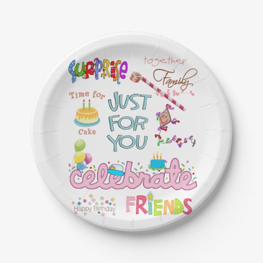 Assiettes En Carton Joyeux Anniversaire Papier Plaques Amis Famille (Devant)