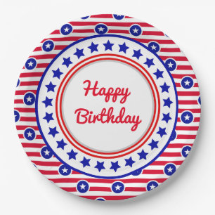 Assiettes En Carton Joyeux Anniversaire Patriotique