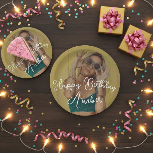 Assiettes En Carton Joyeux Anniversaire Personnalisé Plaque de Papier