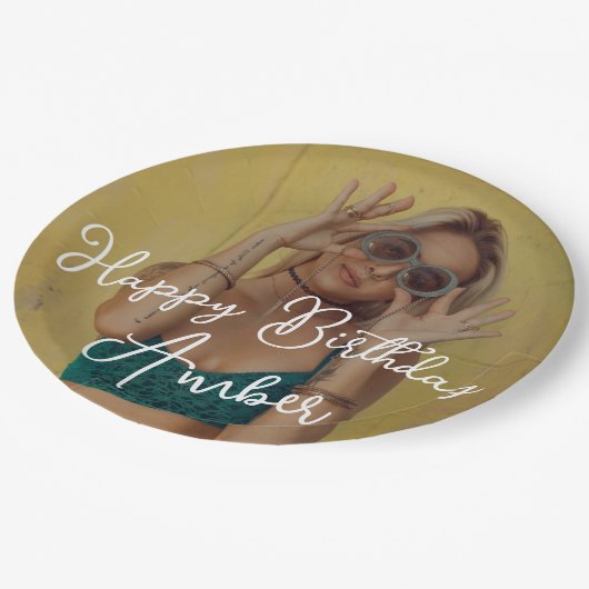 Assiettes En Carton Joyeux Anniversaire Personnalisé Plaque de Papier  (Angle)