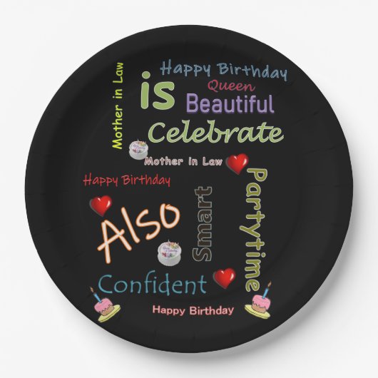 Assiettes En Carton Joyeux Anniversaire Plaques de papier Mère en droi (Devant)