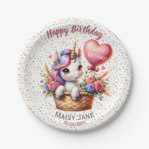 Assiettes En Carton Joyeux Anniversaire Polka Dot Cute Unicorn