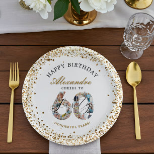 Assiettes En Carton Joyeux Anniversaire pour 60 Ans de Moments Inoubli