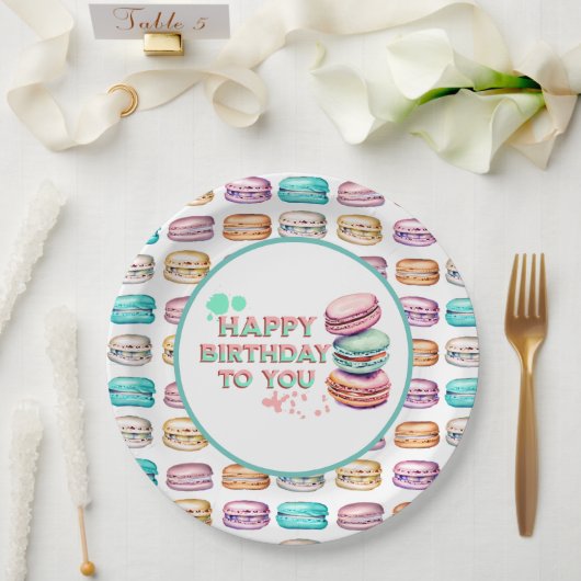 Assiettes En Carton Joyeux Anniversaire Pour Vous | Macaron (Mariage)