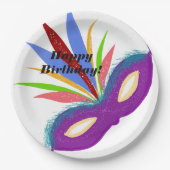 Assiettes En Carton Joyeux Anniversaire Purple Masquerade Masque Masqu (Devant)