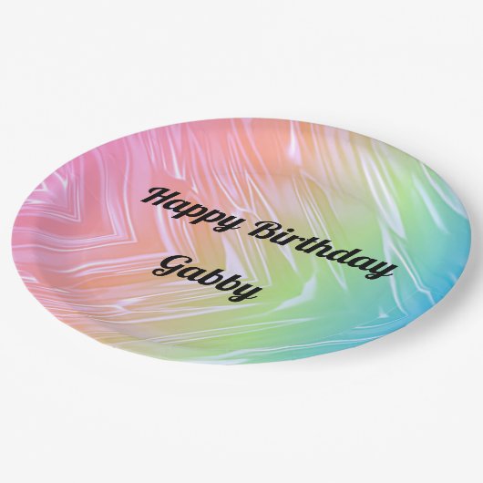 Assiettes En Carton Joyeux Anniversaire Rainbow Papier Plaque (Angle)